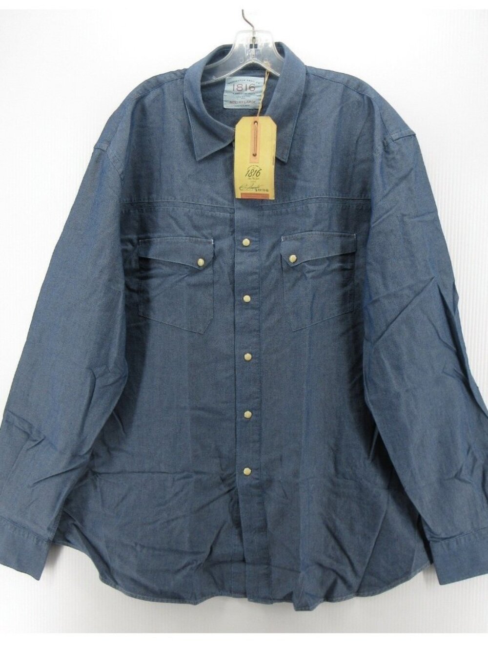 Remington Shirt XXL Chambray Western Pearl Snap Cowboy Elbow Patches